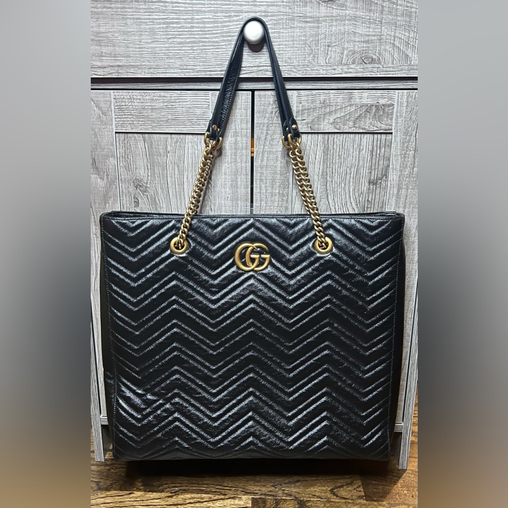 Gucci GG Marmont Matelasse Large Leather Chain Tote/Shoulder Bag